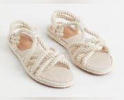 Women’s Cream Off-White Summer Rope Sandals Size 39/8.5-9