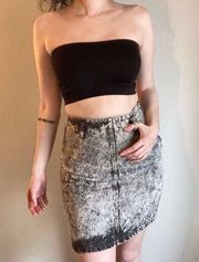 90s Vintage Black Acid Wash Jean Skirt Jrs 7