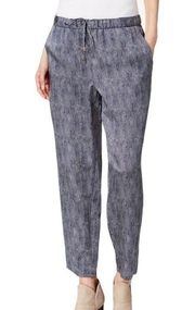 Eileen Fisher Silk Cotton Blend Ankle Length Pull On Printed Pants XL