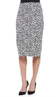 Veronica Beard Womens Size 0 Pencil Skirt Black White Zebra Career Workwear