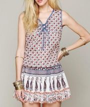 Jens Pirate Booty Coachella Floral Paisley Drop Waist Mini Dress Small