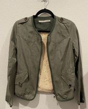 GIBSON Zip-up Olive Green Embroidery Jacket 