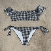 Gingham Off the Shoulder Bikini