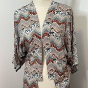 Zada Design southwest pattern long hanging wrap shirt.  Size Small. Soft. Airy.