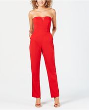 Red Strapless Jump Suit