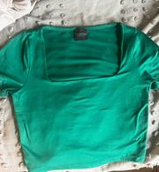  Green Square Neck Top