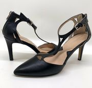 Black Leather Heels Size 9.5