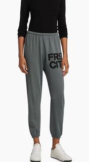 Freecity Logo Cotton Sweatpants Terry Grey Size Xsmall