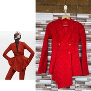 Givenchy Red Jacquard Double Breast Blazer Size 6"