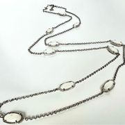 Kendra Scott Kellie Ivory Mother of Pearl and Silver Long Station Chain Necklace