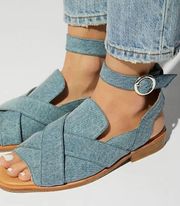 Catherine Chambray Denim Strappy Open Toe Sandals Blue EU 40/US 9.5