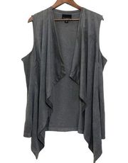 Cynthia Rowley Faux Suede Draped Waterfall Vest Gray Western Career Luxury | 1X