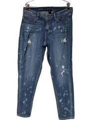 Lane Bryant Bleached Boyfriend Jeans women's 14 blue Distressed mid-rise FLAW