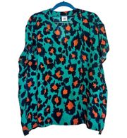 CAbi Rita‎ Leopard Print short sleeves oversized Blouse size S
