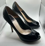 Christian Dior Patent Leather Peep Toe Stilettos