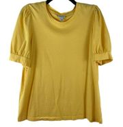 Aware by Vera  Yellow Puff Sleeve Cotton Top Women’s Size Large