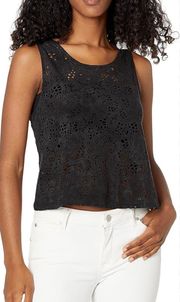 Black Faux Suede Eyelet Tank