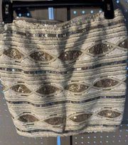 NWT  mini silver gold and cream mini skirt in medium