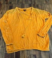 western wear lace detail blouse size xl mustard yellow cowgirl