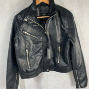 Blank NYC Faux Leather Vegan Friendly Moto Biker Jacket Black Size Large