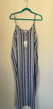 Mudpie NEW Lane Maxi Dress Blue striped Viscose Women’s size Large