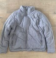 three dots gray quilted full zip up bomber jacket