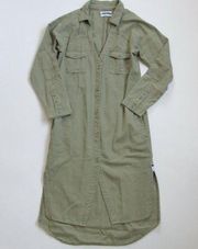 One Teaspoon Desert Ranch in Military Green Button Front Shirt Dress XS