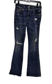 7 For All Mankind Women‎ size 24 Flare Jeans Blue Cotton Distresed 24w AFJ-C