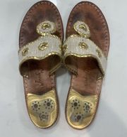 Jack Rodgers White/Gold Sandals- Well worn but great quality!