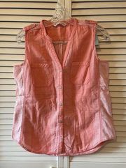 Woolrich Women's Conundrum Eco Rich Sleeveless Shirt Teaberry Size Medium