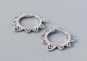 925 Silver Plated Hollow Flower Hoop Earrings for Women