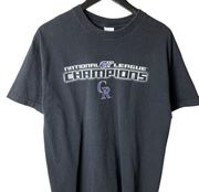 Colorado Rockies T Shirt 2007 Vintage Y2K Black Medium M Sports Graphic Tee Logo