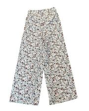 Japna Size Small White Floral High-Waisted Wide Leg Pants