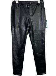 ModCloth Faux Leather Straight Leg Pants Black Soft Lining Size 10 new with tag