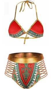 Boutique Red Gold Bikini Set