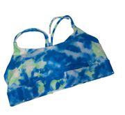 Wildfox Sweat Blue and Yellow-Green Tie Dye Sports Bra Strappy - Size M - NWT