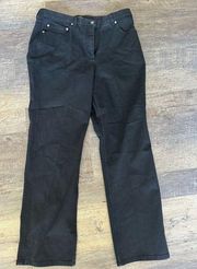 ANN KLEIN New York Black Dark Wash Jeans Pants Womens 16