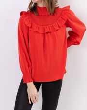 S.T.S.  Smocked Neck Top Red