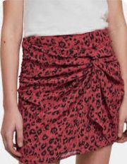 All Saints Leopard Animal Print Mini Skirt Pink Black Size 6