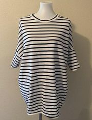 Bishop + Young Black White Stripe Tunic Oversized Blouse