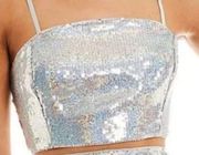 MARDI GRAS FESTIVE GB ( Gianni Bini ) Sequined Cropped Top