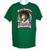 Bob Ross Green Short Sleeve Have Yourself A Happy Little Christmas T-shirt