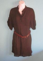 Haute Hippie Lightweight Unlined Brown Silk Shirt Dress Size S