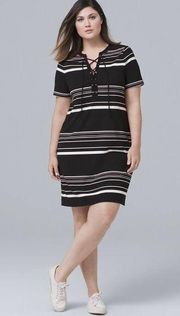 White House | Black Market  WHBM Women’s Black White Striped Shift Dress Size Small