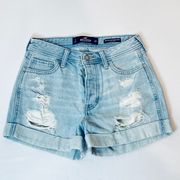 Hollister High Rise Distressed Boyfriend Shorts - Light Wash - 1/25