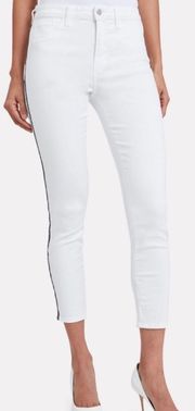 Margot High Rise Striped Skinny Jeans In White Size 23