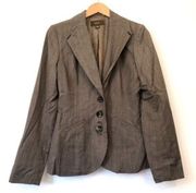 MERONA Brown Pinstripe Three Button Peak Lapel ? WOOL Blend Blazer Suit Jacket 6