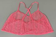 Victoria’s Secret Neon Hot Pink Lace Mesh Beach Swim Coverup Tank Crop Top Shirt Size M 🏖💖✨