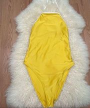 Retro Vibes Super High Cut Yellow One Piece Swimsuit M