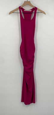 Michael Stars Dress Scoop Neck Racerback Cotton Midi Stretchy Magenta Womens XS